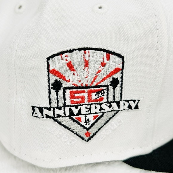 New Era Los Angeles Dodgers 50 Years 59FIFTY Fitted Hat Cap 7 1/8 White MLB - Picture 5 of 6